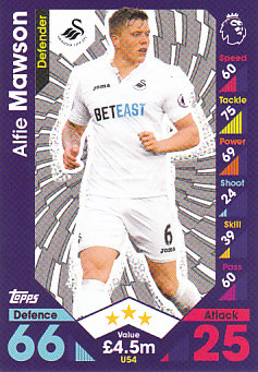 Alfie Mawson Swansea City 2016/17 Topps Match Attax Extra  #U54